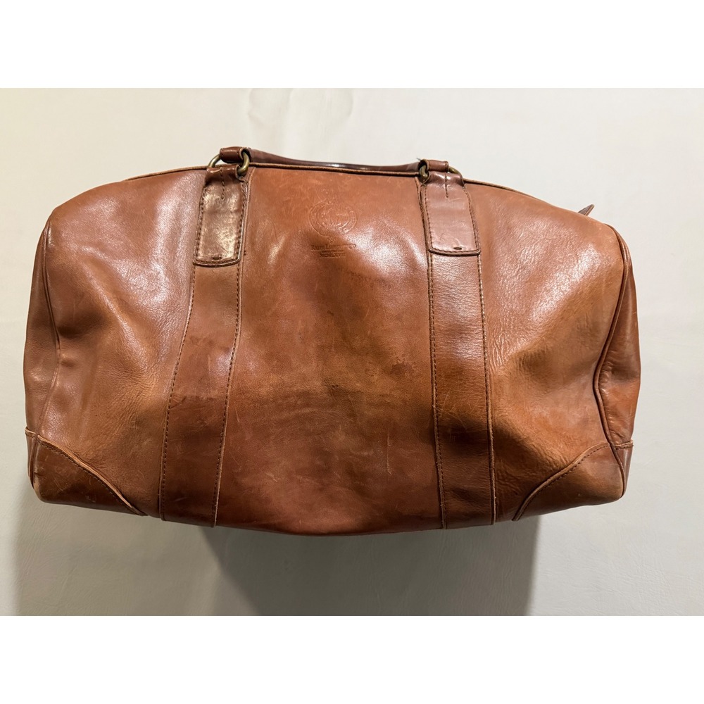 Ralph Lauren Leather Duffel Bag Unisex Large Brown Good Vintage Heritage Crest - Picture 2 of 16